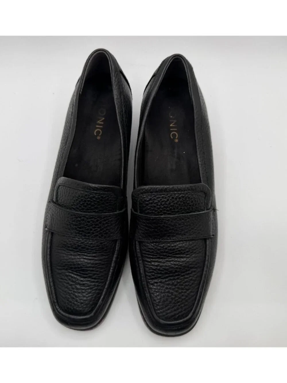 Vionic Sellah Tumbled Leather Penny Loafers Black Women Size 8 Work Casual Shoes